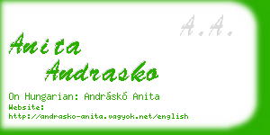 anita andrasko business card